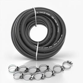 Choimoon Sku18-10mm 10ftc 3/8 Transmission Oil Cooler Hose J1532 Fuel Line 10ft With Clamps Black
