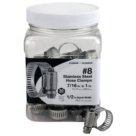 1436448 Ideal Tridon 30 Pc Trid Sae Size 8 7/16 Inch To 1 All 300 Ss Steel Worm Drive Hose Clamps