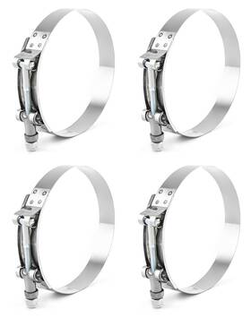 Ca5489 Qwork 4 Inch T-bolt Hose Clamp Range 108mm-116mm 4.25 -4.57 Pack Pcs