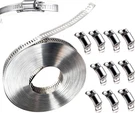 Hose Clamp KIT,12 Ft 304 Stainless Steel, Cut-to-size With 10 Heavy Duty Fastene. Fixed Price $11.55.