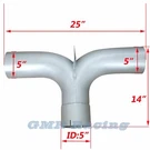 Aluminized 5"INCH Pipe Y Divider For Kenworth 900B W900L T600 T800 Splitter Tube. Fixed Price $99.00.