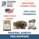 Genuine Kubota Thermostat & Gasket 15531-73014 16851-73270. Fixed Price $35.99.