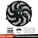 14" Inch Universal Slim Fan 900 Cfm Pull Electric Radiator Cooling 12V Mount Kit. Fixed Price $22.99.